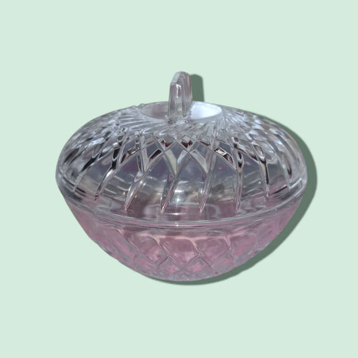 Vintage Round Chopped Glass Box With Lid