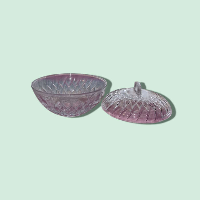 Vintage Round Chopped Glass Box With Lid