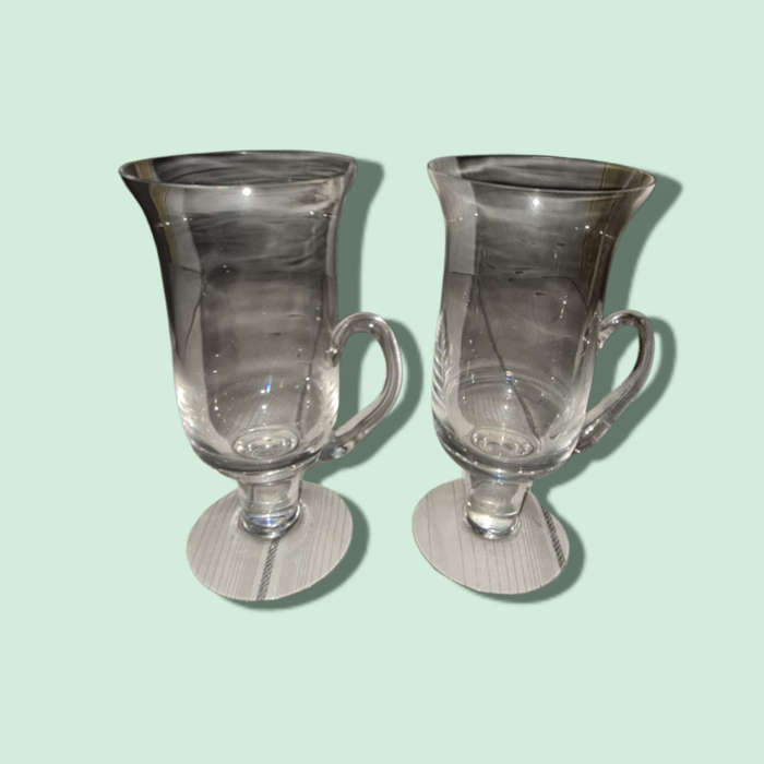 Vintage 1970s Dartington Glass Irish Coffee Glasses Boxed Set Of 2 Frank Thrower FT83