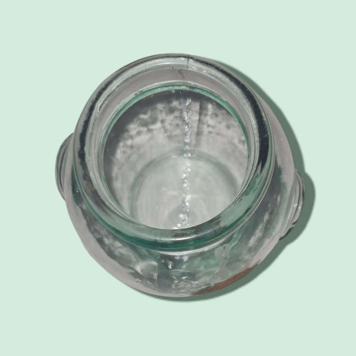 Vintage Retro Green SVE. Clear Glass Storage Jar Container With Cork Lid