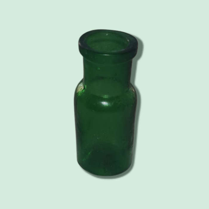Mini Vintage Emerald Green Bottle