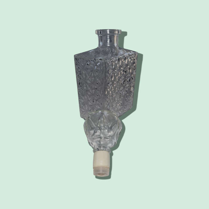 2 x Patterned Glass Decanters