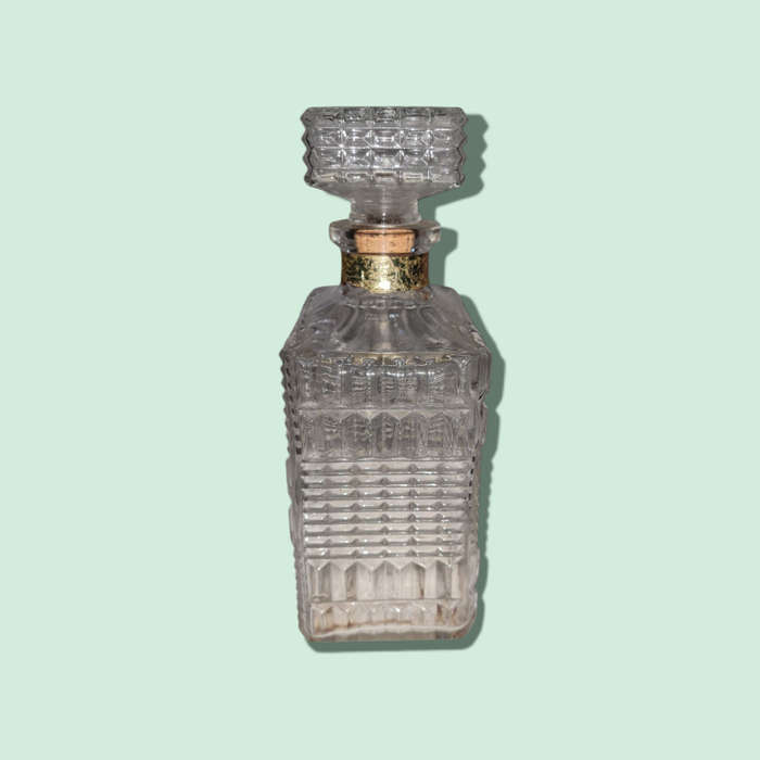 Model 10 750ml Pressed Glass Whiskey Decanter, Made in France  