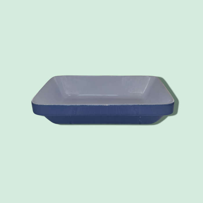 French Emile Henry Glazed Small Blue Oven Dish