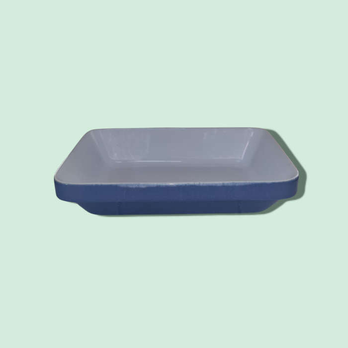 French Emile Henry Glazed Small Blue Oven Dish