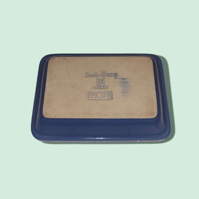 French Emile Henry Glazed Small Blue Oven Dish