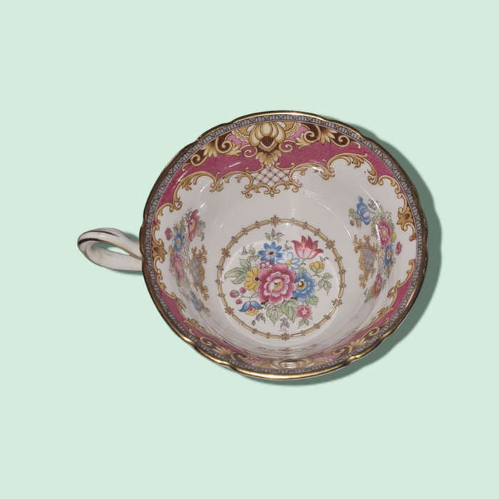 Pink Sheraton Shelley England Cup Gainsborough Shape 1950s Pedestal