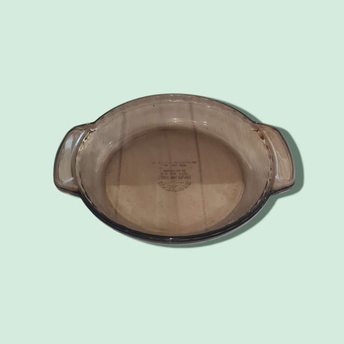 Lovenware Deep Dish Pie Plate Scalloped Edge Smokey Brown Handled USA