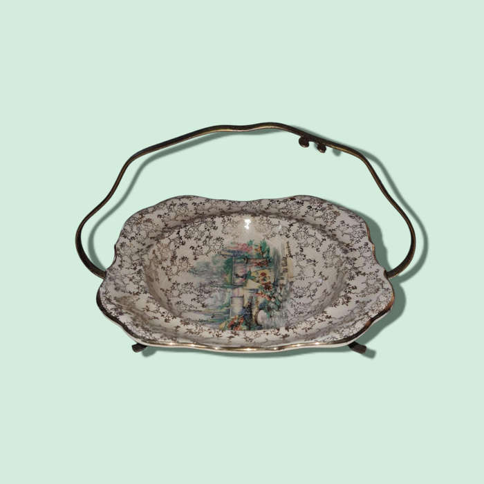 Vintage Sandland Ware `In An Old World Garden` With Stand