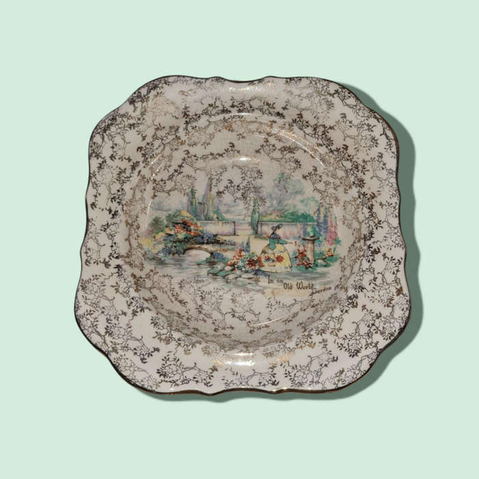 Vintage Sandland Ware `In An Old World Garden` With Stand