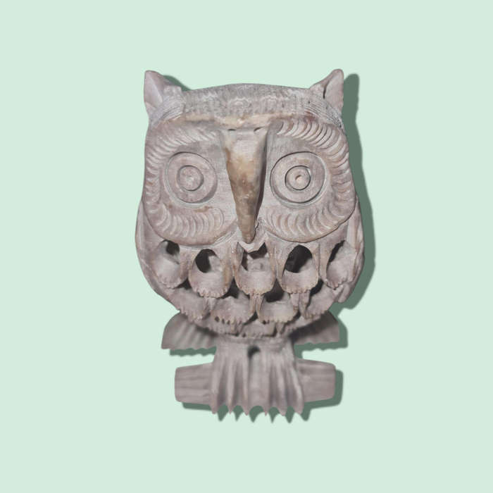 Handcrafted Soapstone Owl With Baby Inside