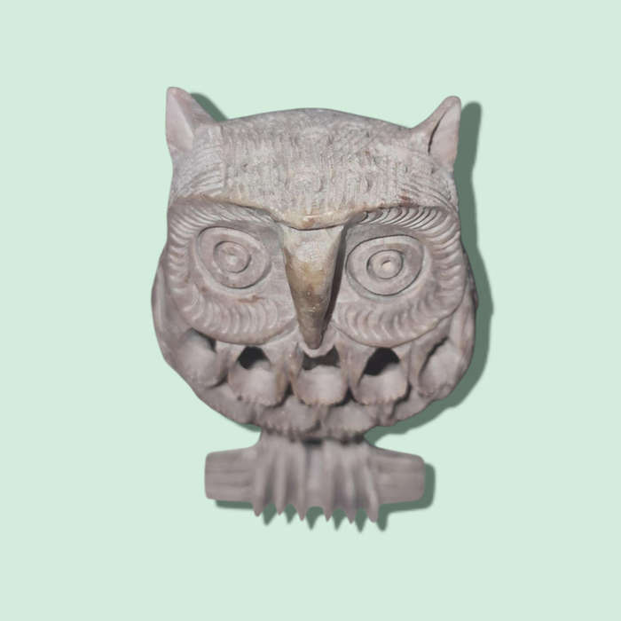 Handcrafted Soapstone Owl With Baby Inside