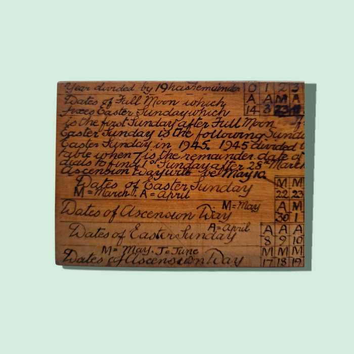 Wooden Circular Perpetual Calendar for Easter Sunday / Ascension Day  