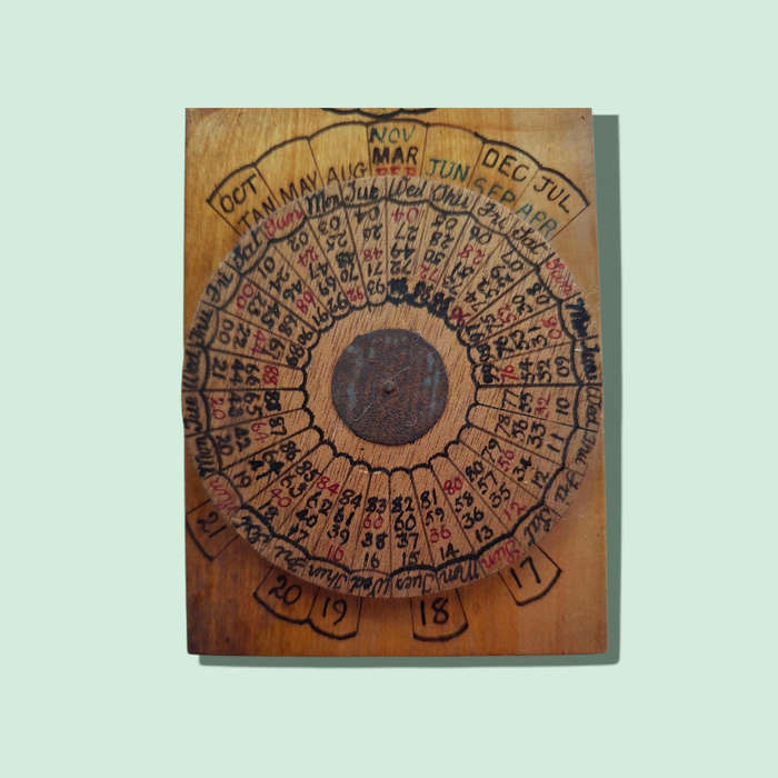 Wooden Circular Perpetual Calendar for Easter Sunday / Ascension Day  