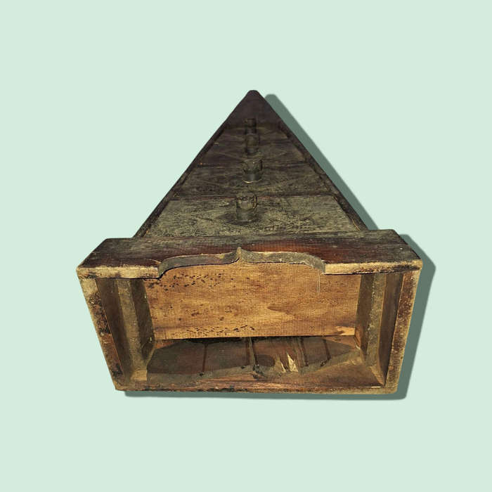 Wooden Carved African Pyramid Jewelry Drawer With Four Drawers