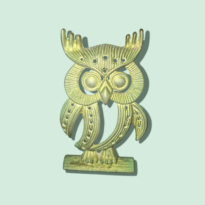 Vintage Albert E Price STANDING OWL FIGURINE ORNAMENT for Display Silver plated