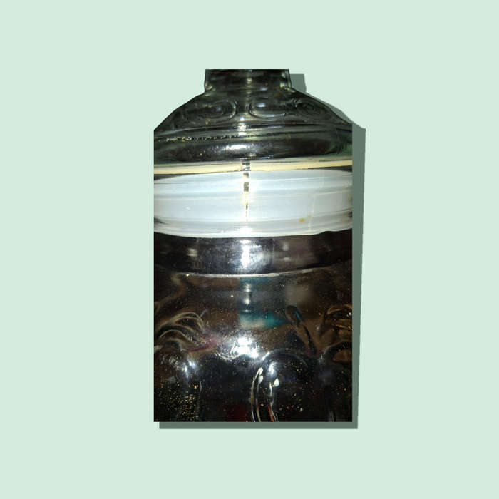 Vintage KIG Indonesia Clear Glass Cookie Jar Canister with Lid Embossed Fruit