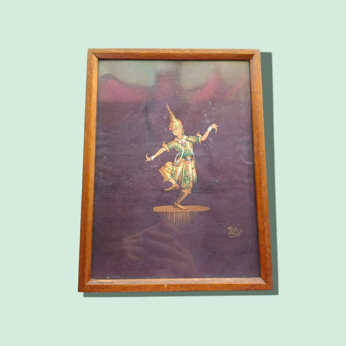 Vintage Siam Thai Thailand Dancer Painting Framed Signed