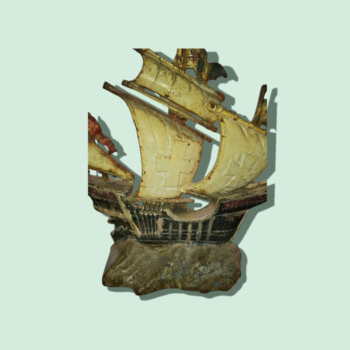 Antique cast iron ship sail boat