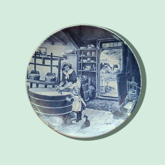 Vintage Delft Blauw Ter Steege B.V. Hand Painted Plate Holland Mom Washin