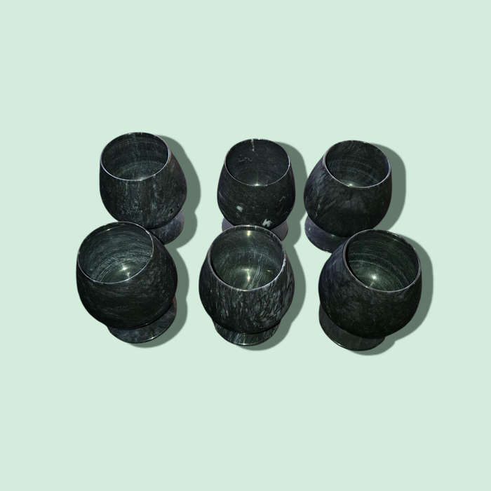 Handmade Black Marble Bar Wine Glasses  set of 6