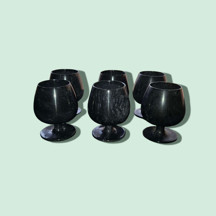 Handmade Black Marble Bar Wine Glasses  set of 6
