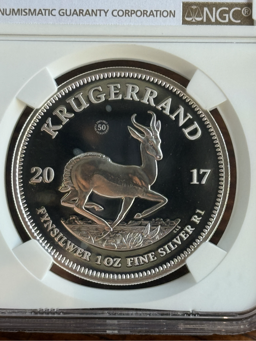 2017 Proof Silver Krugerrand - 50th Anniversary Privy Mark.