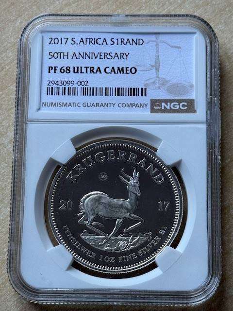 2017 Proof Silver Krugerrand - 50th Anniversary Privy Mark.