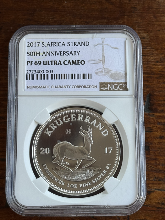 2017 Proof Silver Krugerrand - 50th Anniversary Privy Mark.