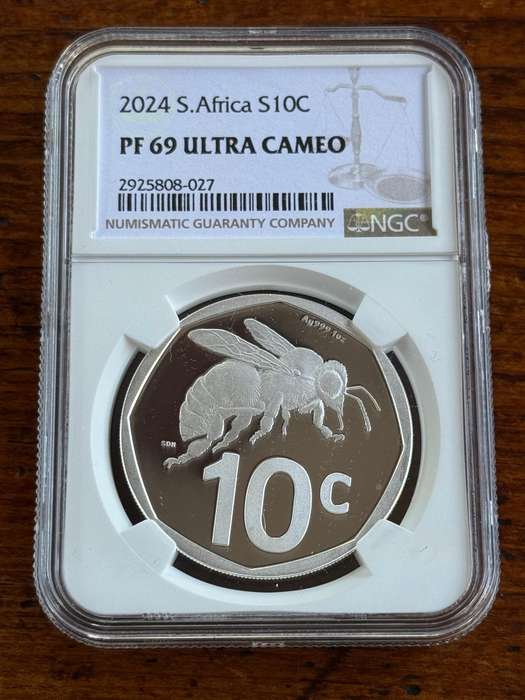 2024 Proof Silver (.999) 1oz South Africa 10 cent - the Cape Honey Bee