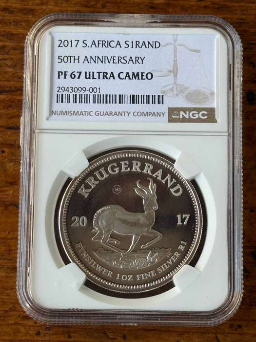 2017 Proof Silver Krugerrand - 50th Anniversary Privy Mark.