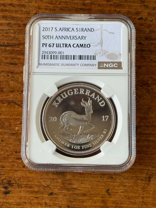 2017 Proof Silver Krugerrand - 50th Anniversary Privy Mark.