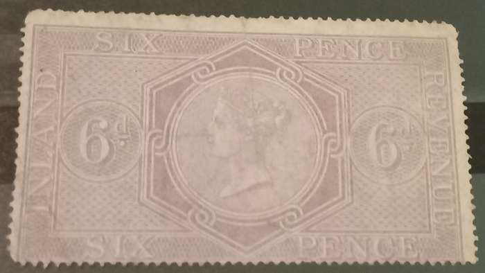 GB-QV Postal Fiscal Stamp SG.F25 6d Reddish Lilac (1881) Cat £200