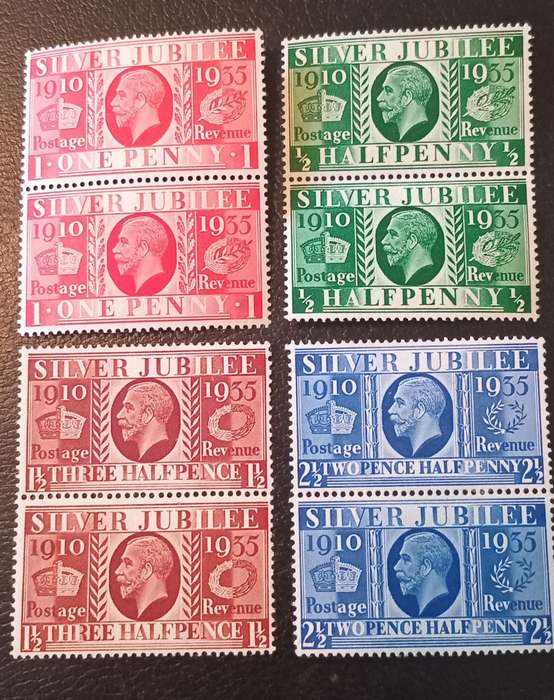 (56) GREAT BRITAIN,1935,SILVER JUBILEE SET OF 4 IN PAIRS,MNH