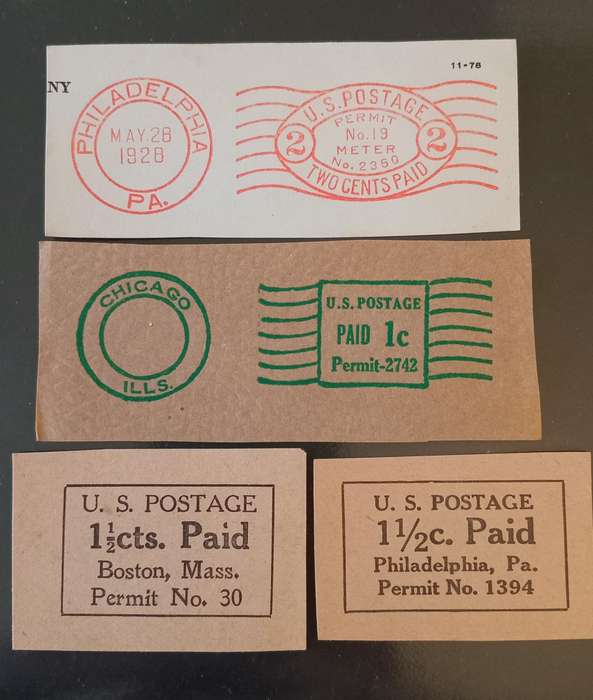 USA, SCARCE lot of POSTAGE PERMITS/POSTAGE PAID Cutouts CV R800.