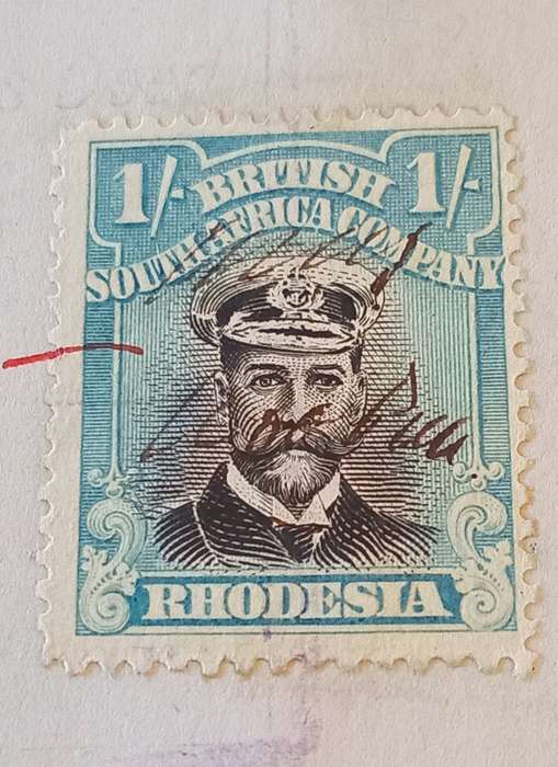 BSAC, Rhodesia, 1s used on Antenuptial contract dated May 1923 Black and Light Blue