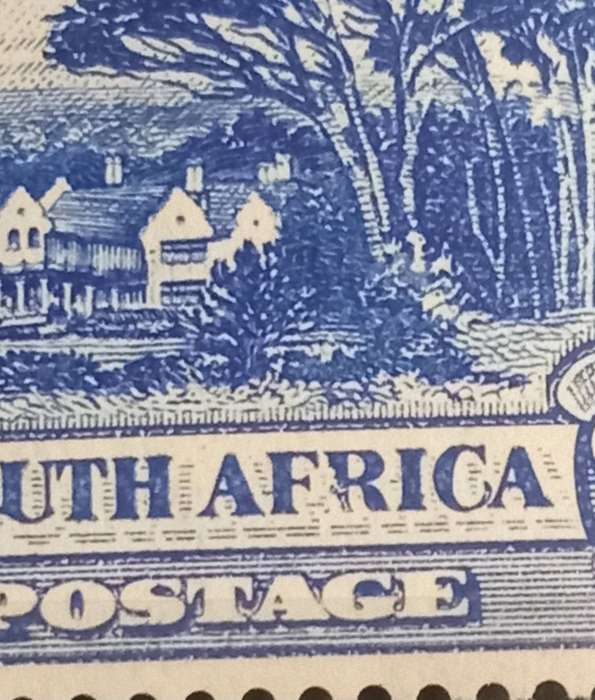 Union of SA Roto Printing, 3d deep blue with inverted Wmk & broken "R" in Africa