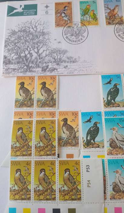 SWA Birds - Set of 4 Control Blocks of 5 each - 1975 & FDC - MNH