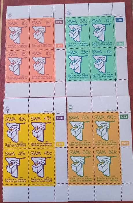 South West Africa - 1989 MNH - SWA Elections, Control Blocks of 4