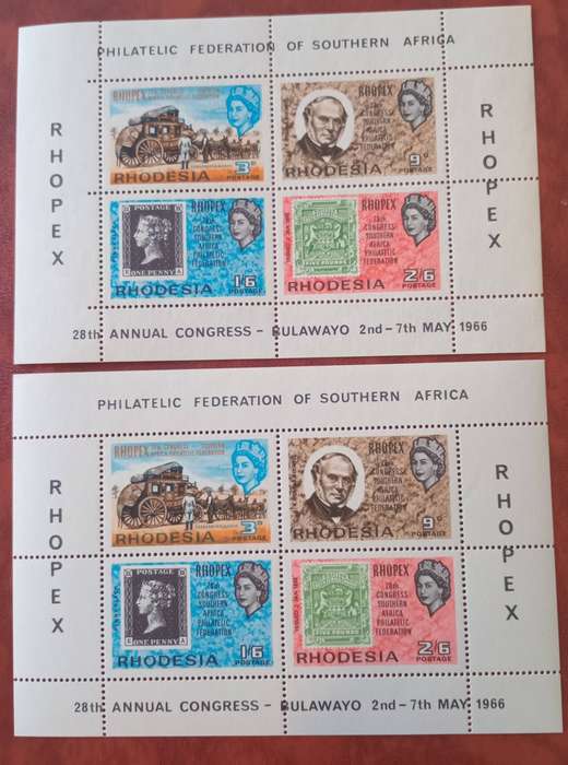 RHODESIA 1966 RHOPEX MINIATURE SHEETS B & C