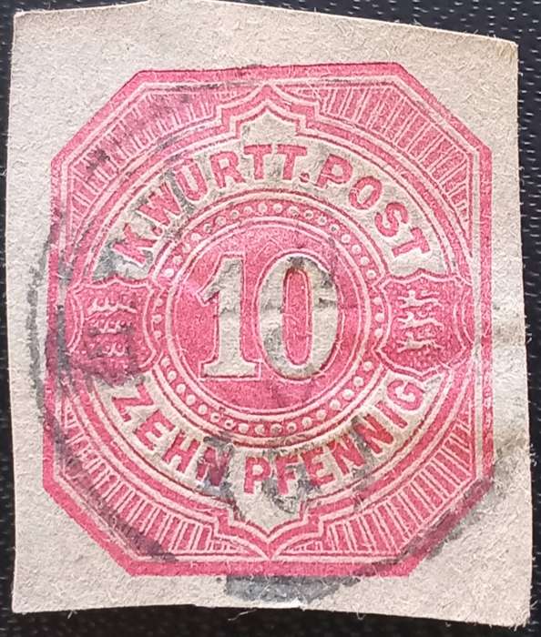 1875 - WÜRTTEMBERG 10 Pfennig, Cut out