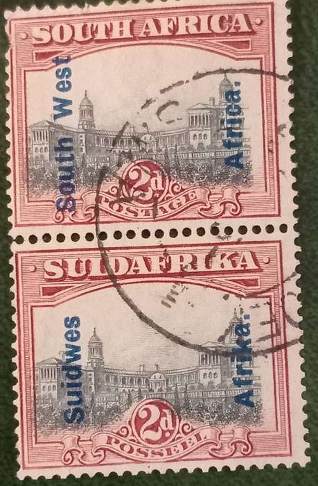 SOUTH WEST AFRICA SG49, 2d grey & purple, left wards shift