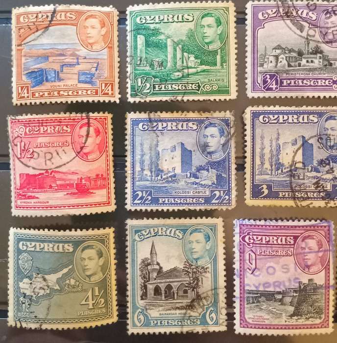 CYPRUS 1938-44 KGVI Definitive used short set of 13/16