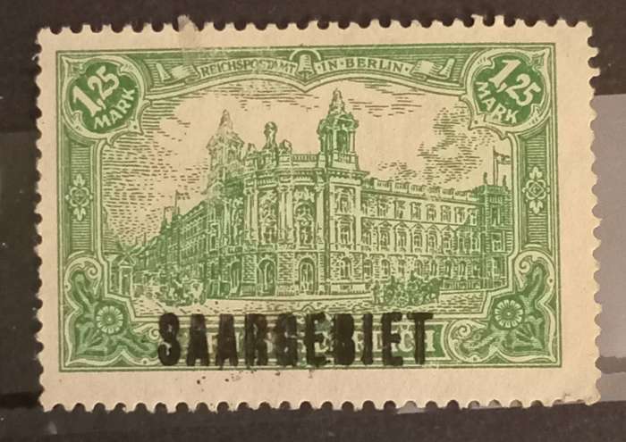 GERMANY 1920 1,25Mark, with DOUBLE overprint SAARGEBIET