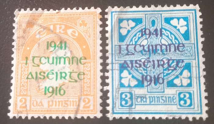 1941 Ireland Sg 126/127 25th Anniv of Easter Rising Provisional Issue Good Used