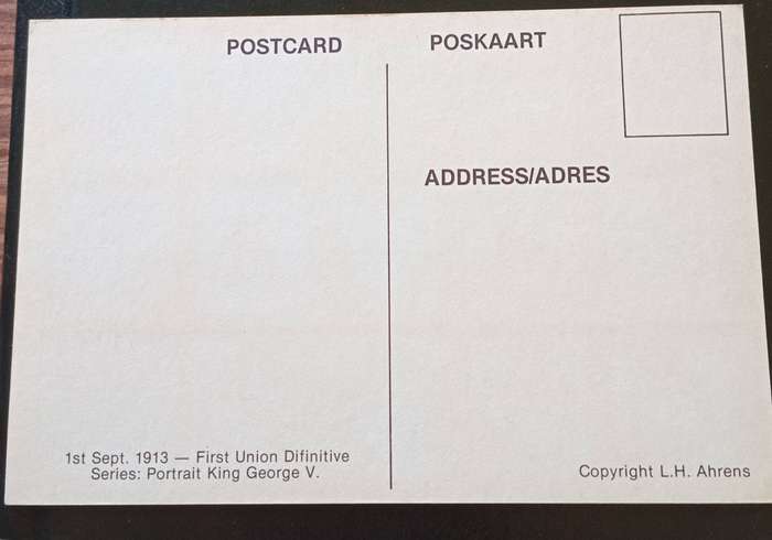 Union of SA Postcard of 1913 not used.(NOT STAMPS)