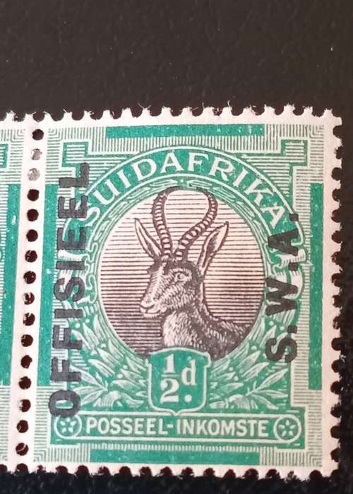 SA 1929 S.W.A OFFICIAL OVERPRINT ON ½d, some small varieties