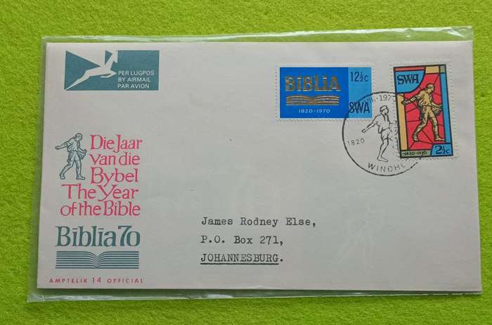 SWA Airmail Cover 1970, Biblia 70,
