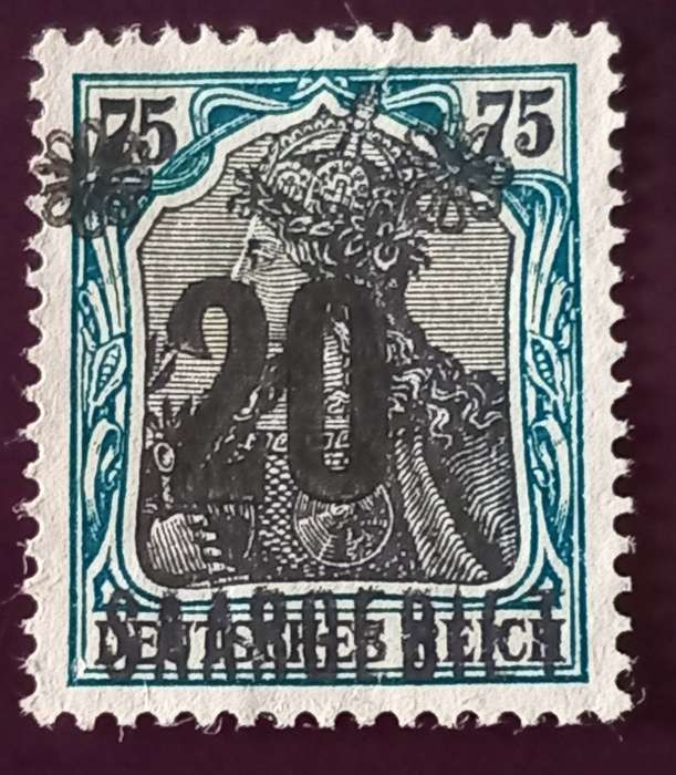 SAARGEBIET Germany 1921 20pf on 75pf with shift of the overprint down & to the left. Valuable stamp