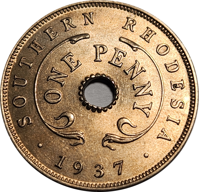1 (ONE) PENNY - 1937 - Southern Rhodesia - AU - Beautiful coin !